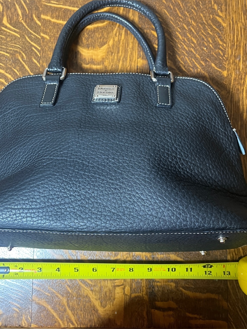 Dooney & Bourke Black Pebbled Leather Satchel with Double Handles - Picture 4 of 7